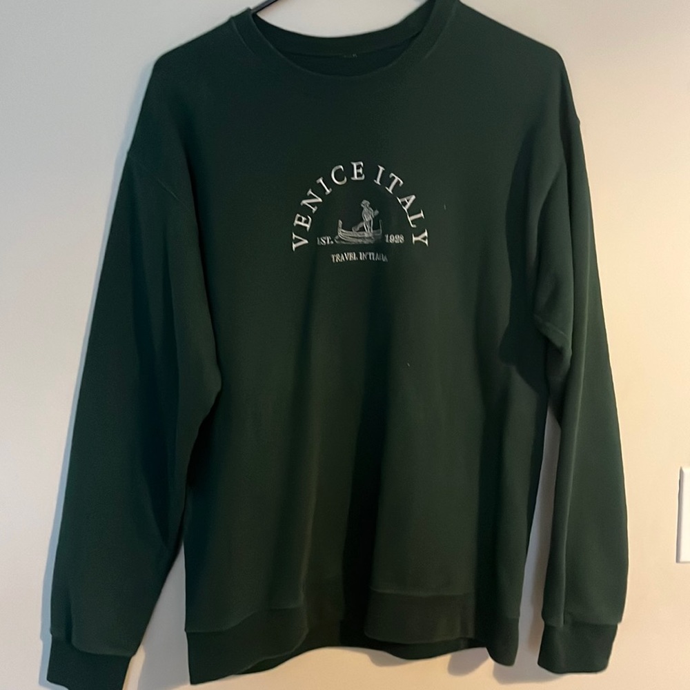 Custom stitched Venice Italy Green crewneck